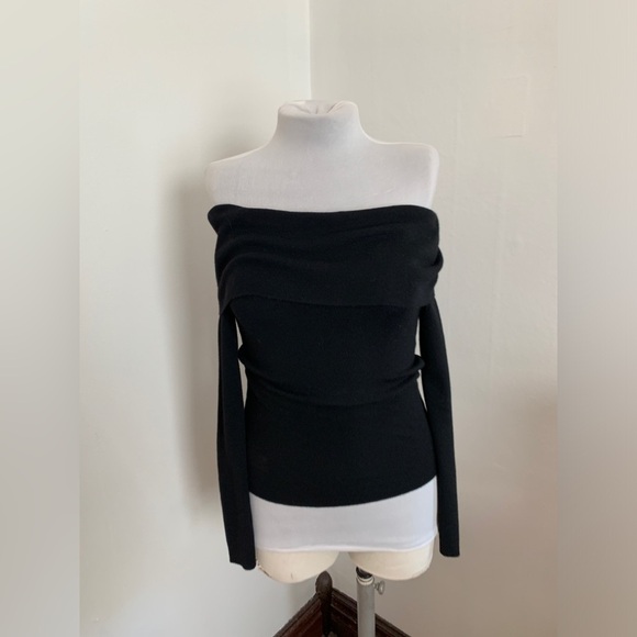 NWT Studio By The Workshop Black Off Shoulder Soft Wool Blend Sweater NEW S Rib - Picture 16 of 16
